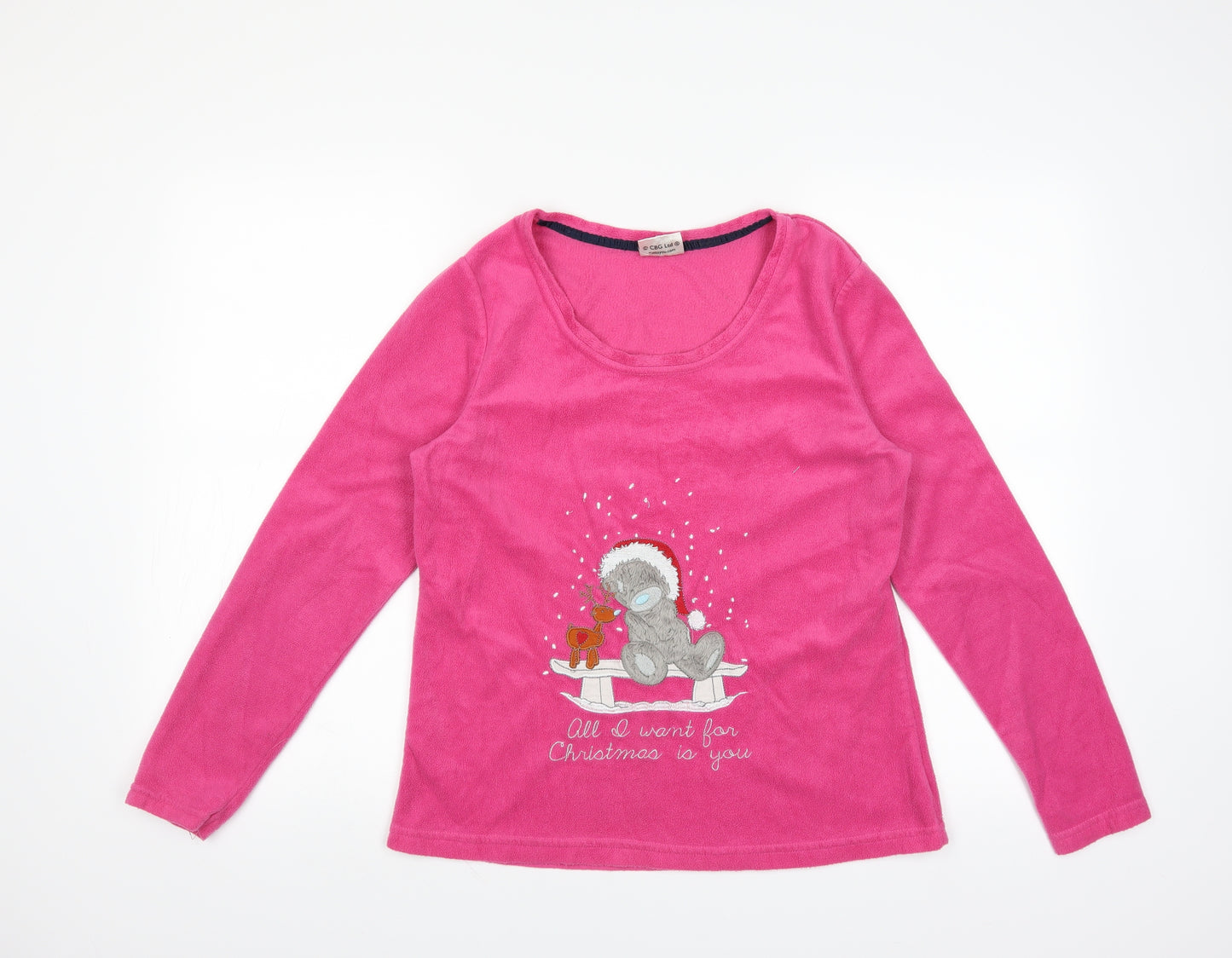 ME TO YOU Womens Pink Solid  Top Pyjama Top Size 12