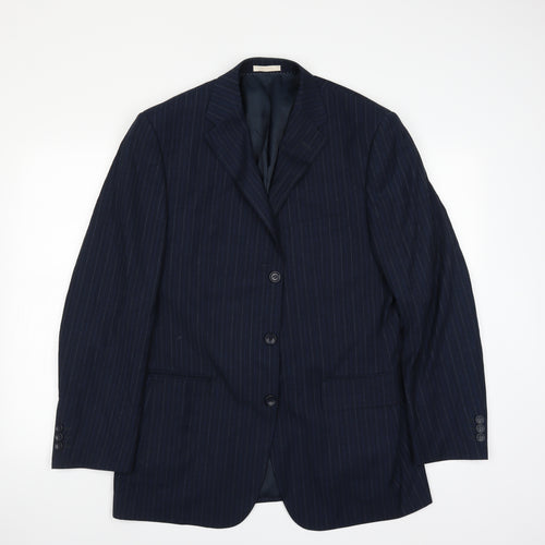 Greenwoods Mens Blue Striped  Jacket Suit Jacket Size 40