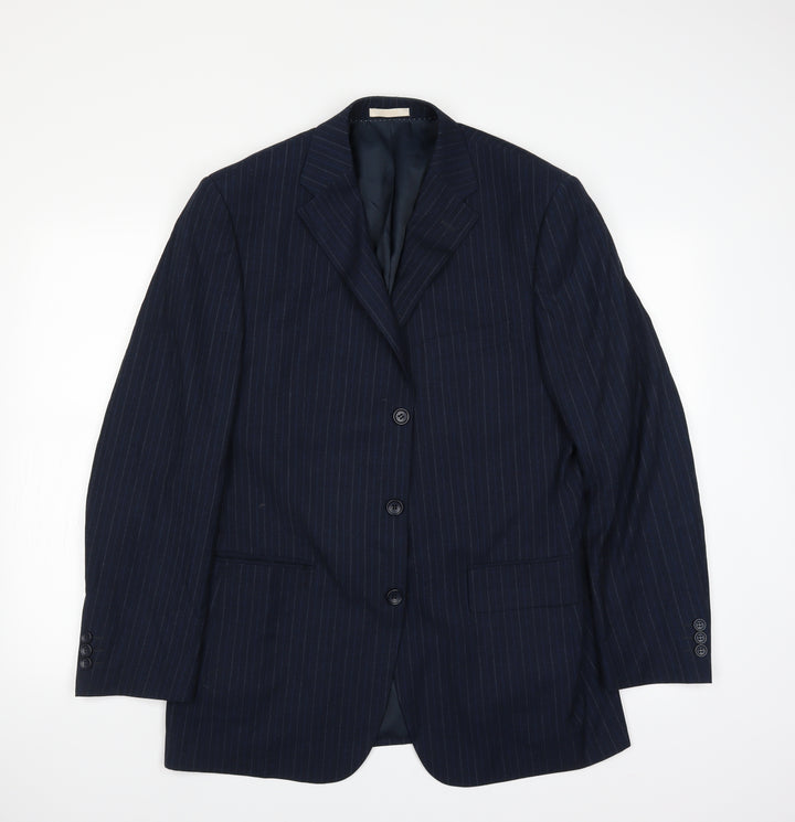 Greenwoods Mens Blue Striped Jacket Suit Jacket Size 40