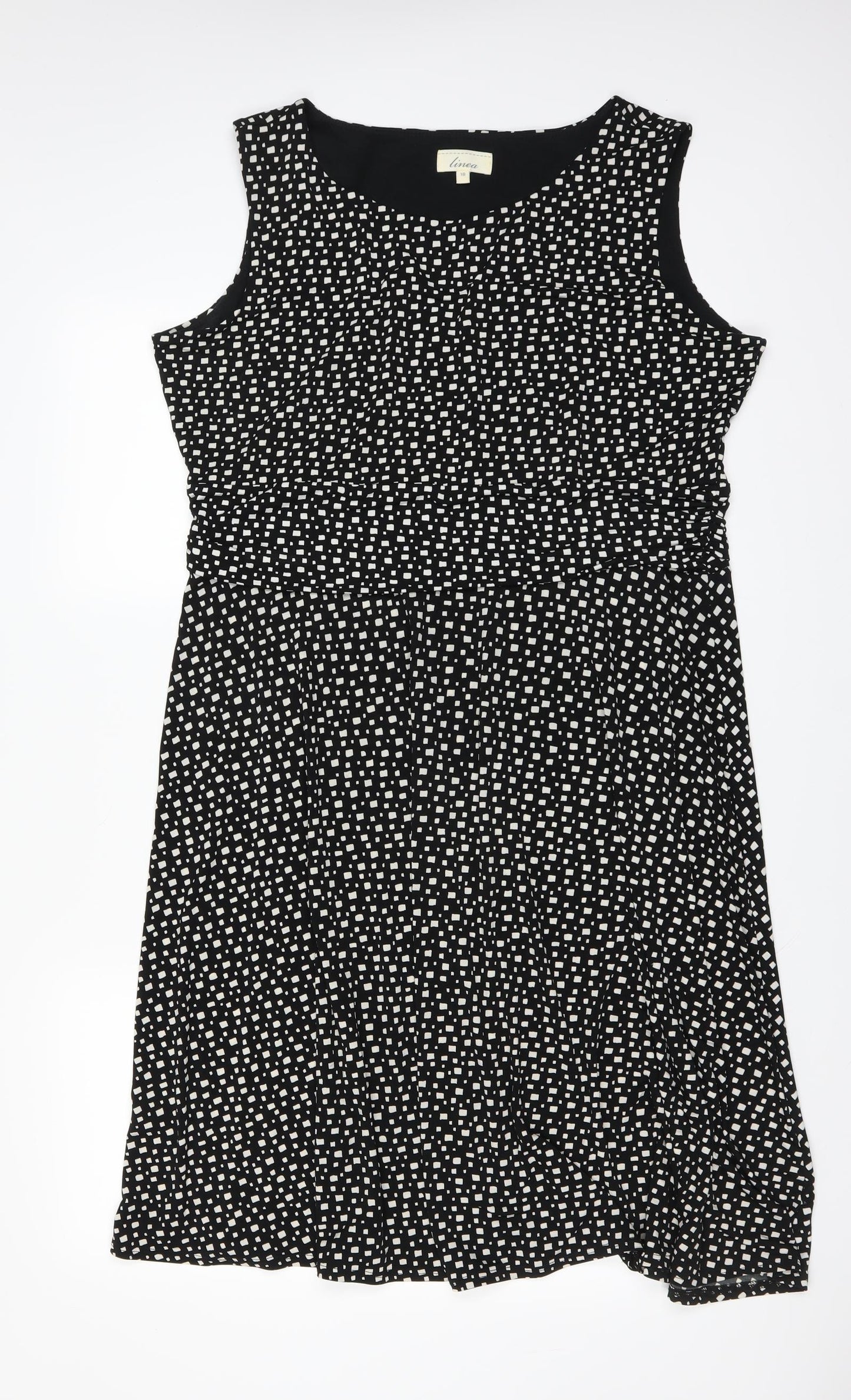 Linea Womens Black Geometric  Fit & Flare  Size 18