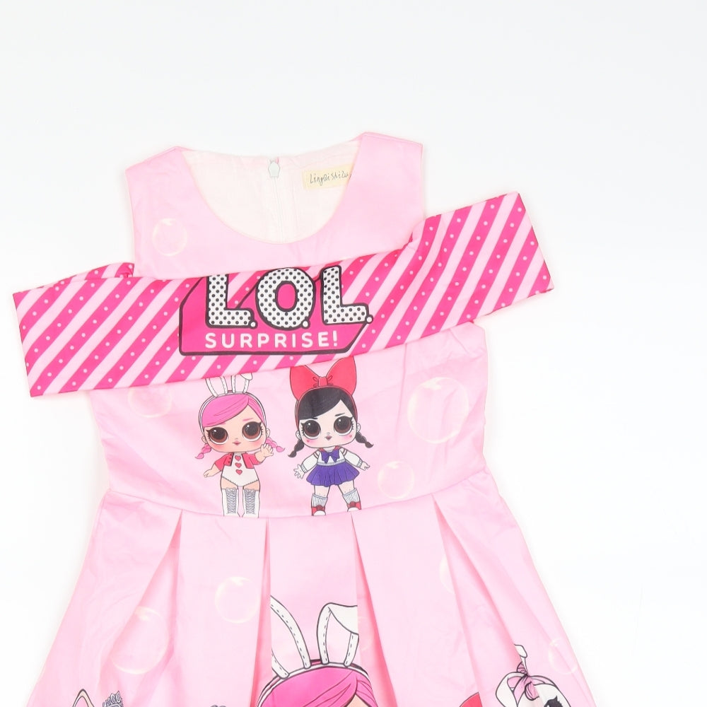 Preworn Girls Pink   Fit & Flare  Size 8-9 Years  - LOL Surprise! Dolls