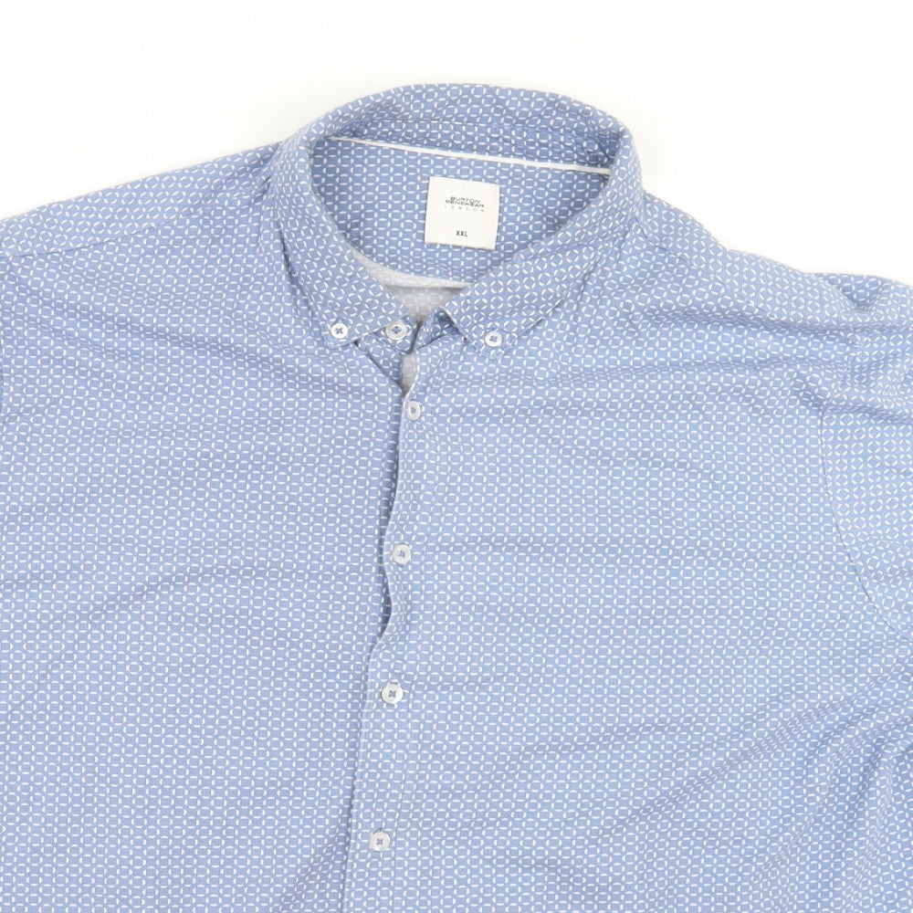 Burton Mens Blue Check   Button-Up Size 2XL