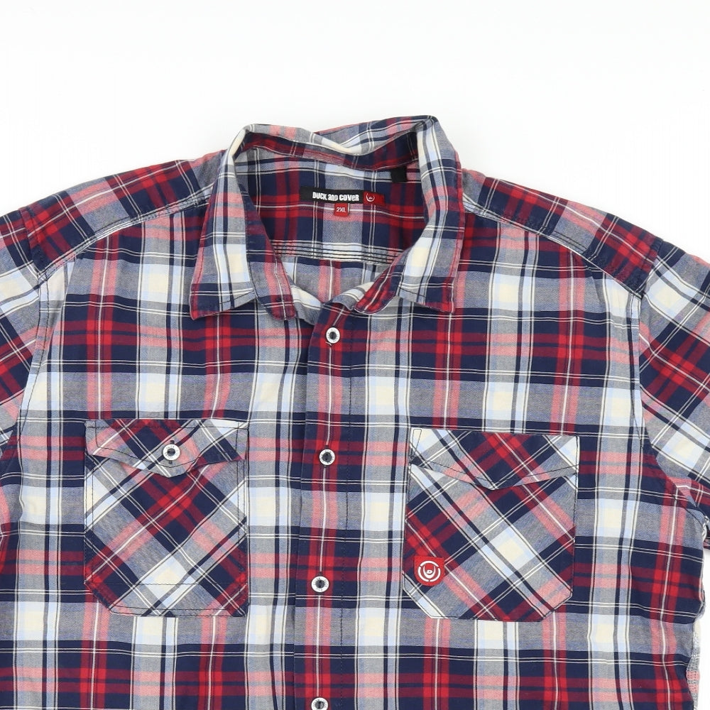 Duck and Cover Mens Blue Check   Button-Up Size 2XL