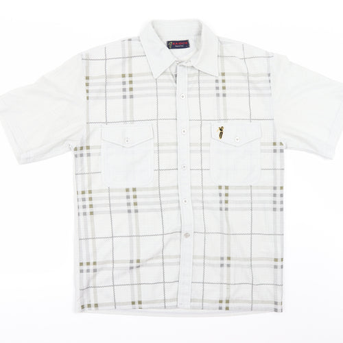 KAIDITE Mens Beige Check   Button-Up Size L