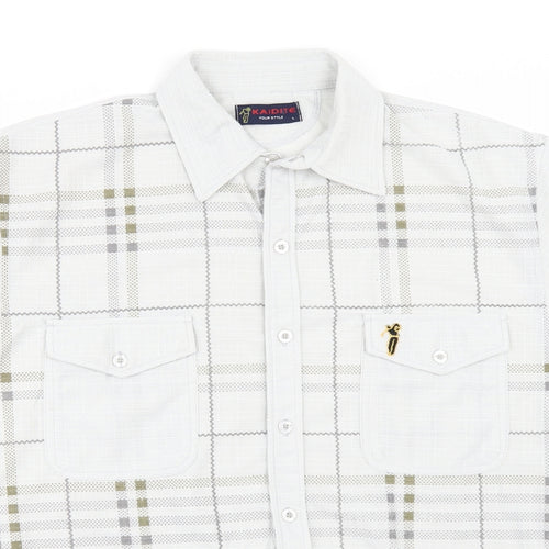 KAIDITE Mens Beige Check   Button-Up Size L