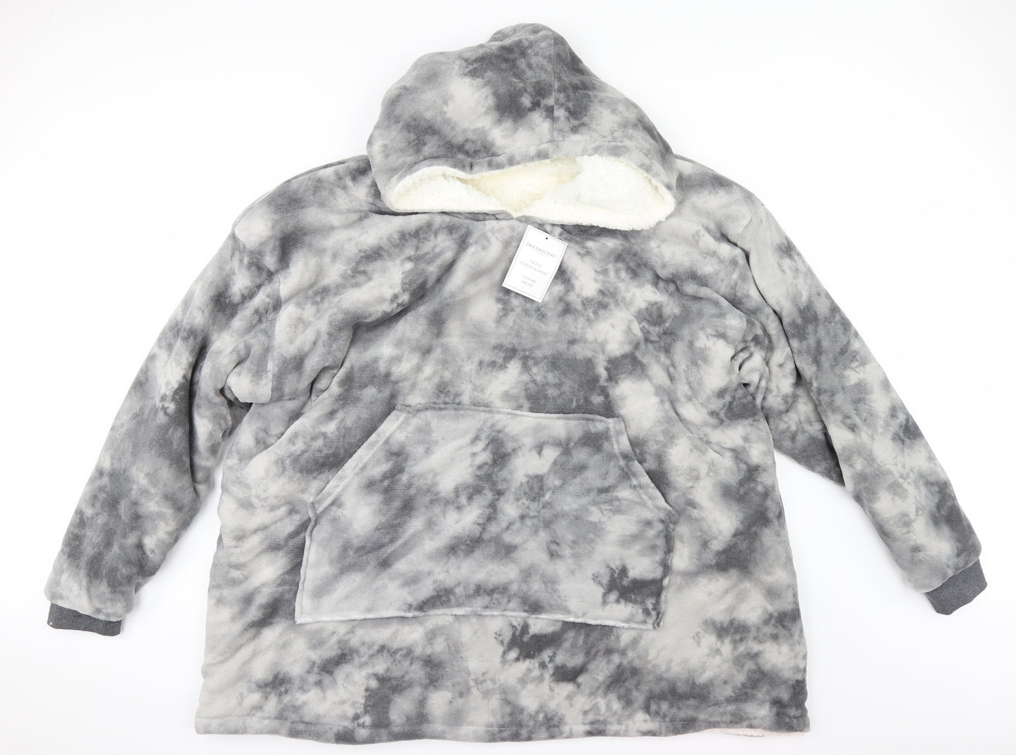 DREAMSCENE Womens Grey Solid Fleece Top Robe One Size  - hoodie blanket