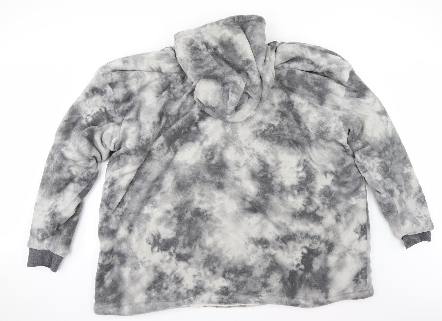 DREAMSCENE Womens Grey Solid Fleece Top Robe One Size  - hoodie blanket