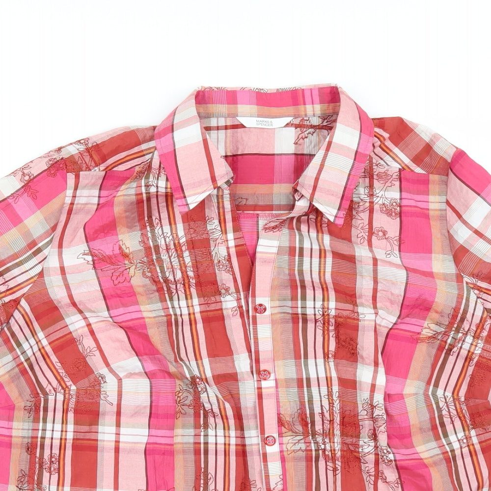 Marks and Spencer Womens Multicoloured Check  Basic Button-Up Size 18