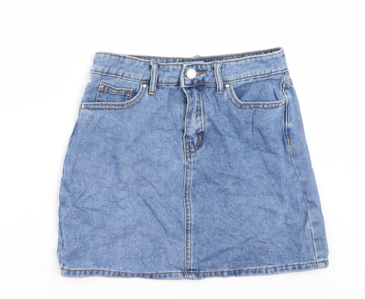 Denim & Co. Womens Black  Denim Mini Skort Size 8