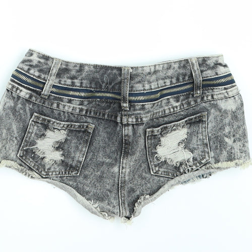 Crafted Womens Black  Denim Hot Pants Shorts Size 8