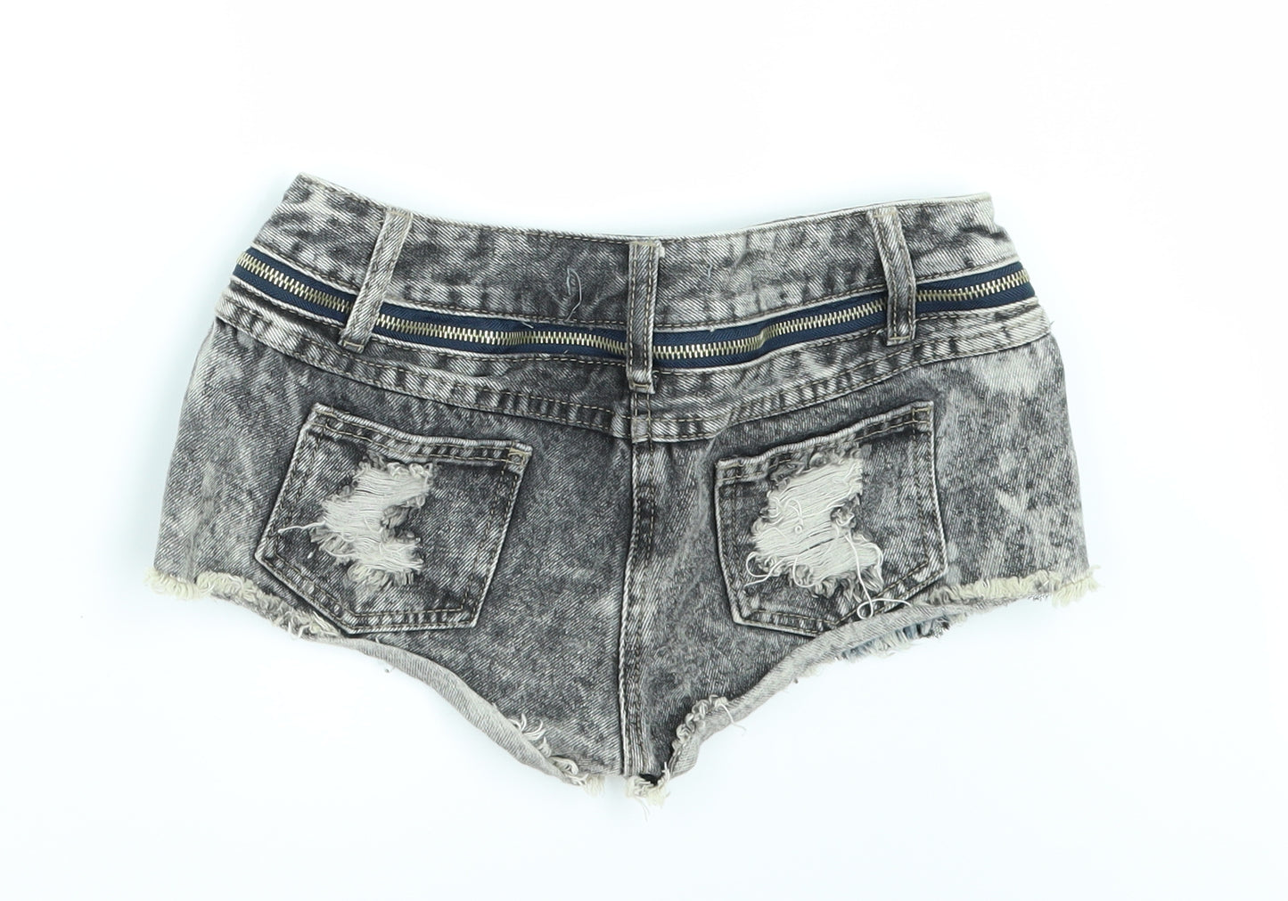Crafted Womens Black  Denim Hot Pants Shorts Size 8