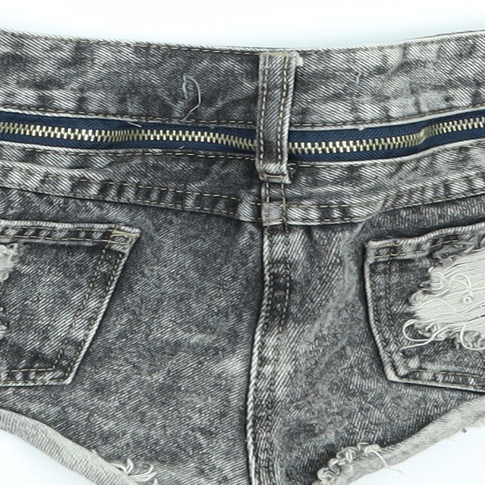 Crafted Womens Black  Denim Hot Pants Shorts Size 8