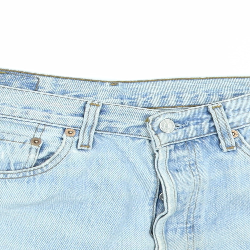 Levi's Womens Blue  Denim Hot Pants Shorts Size 32 - Customised Cropped
