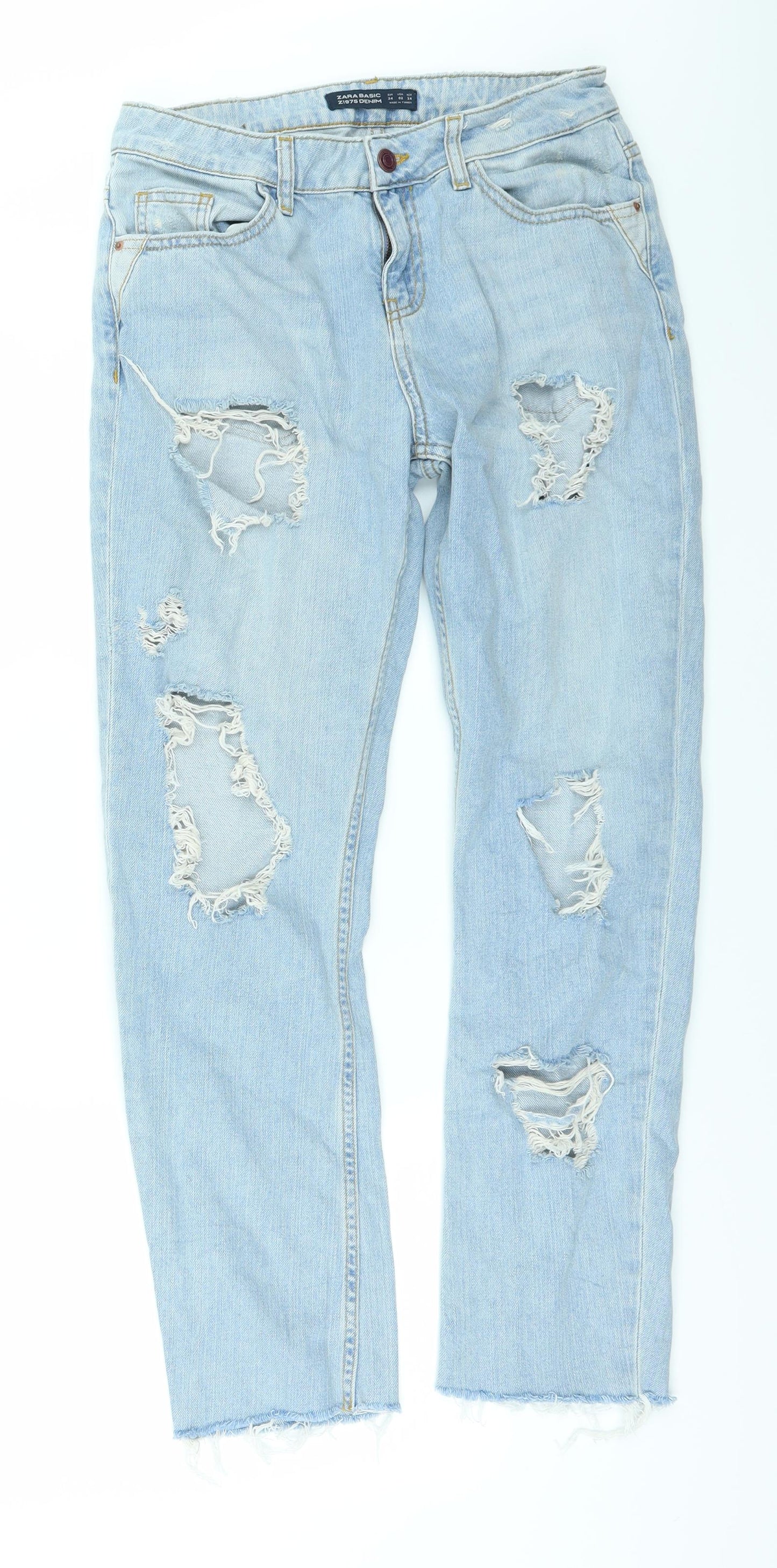 Zara Womens Blue  Denim Straight Jeans Size 6 L28 in