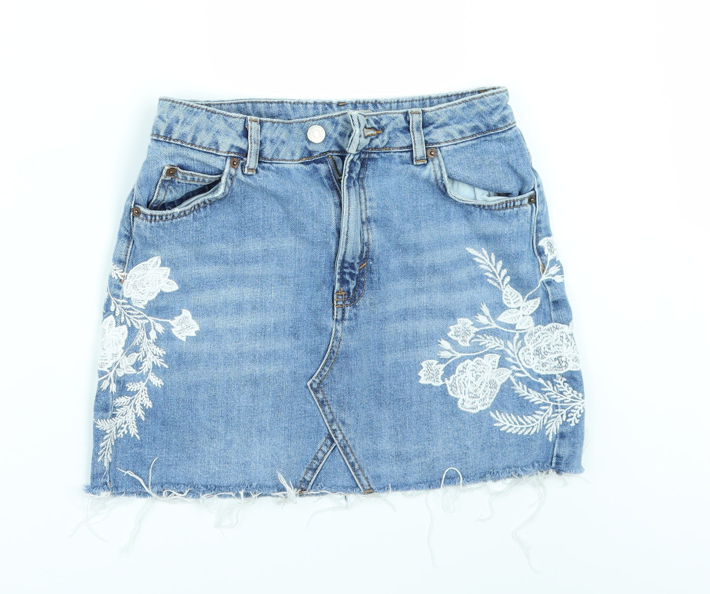 Topshop Womens Black  Denim Mini Skirt Size 8