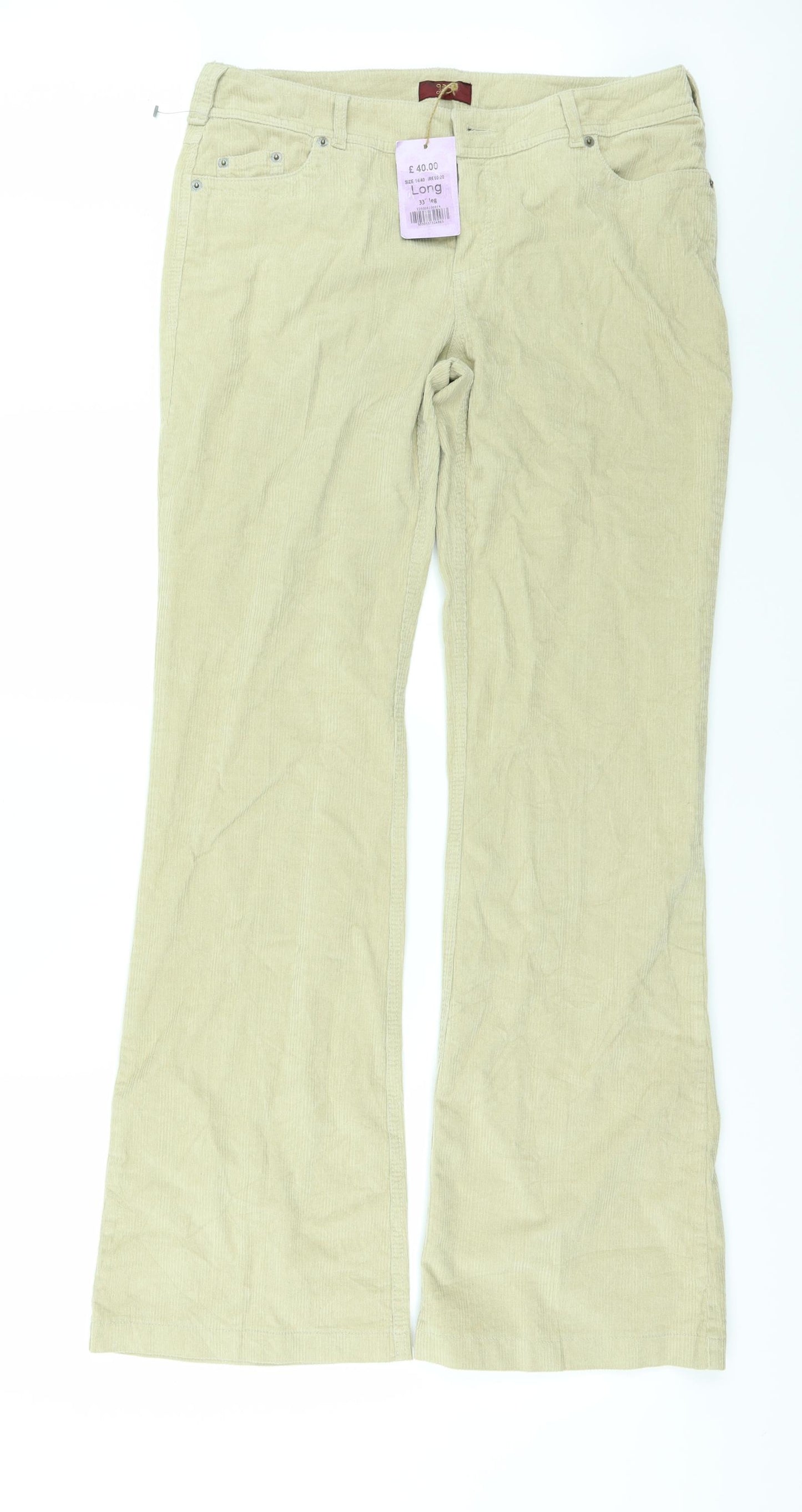 Oasis Womens Beige  Corduroy Flared Jeans Size 14 L33 in