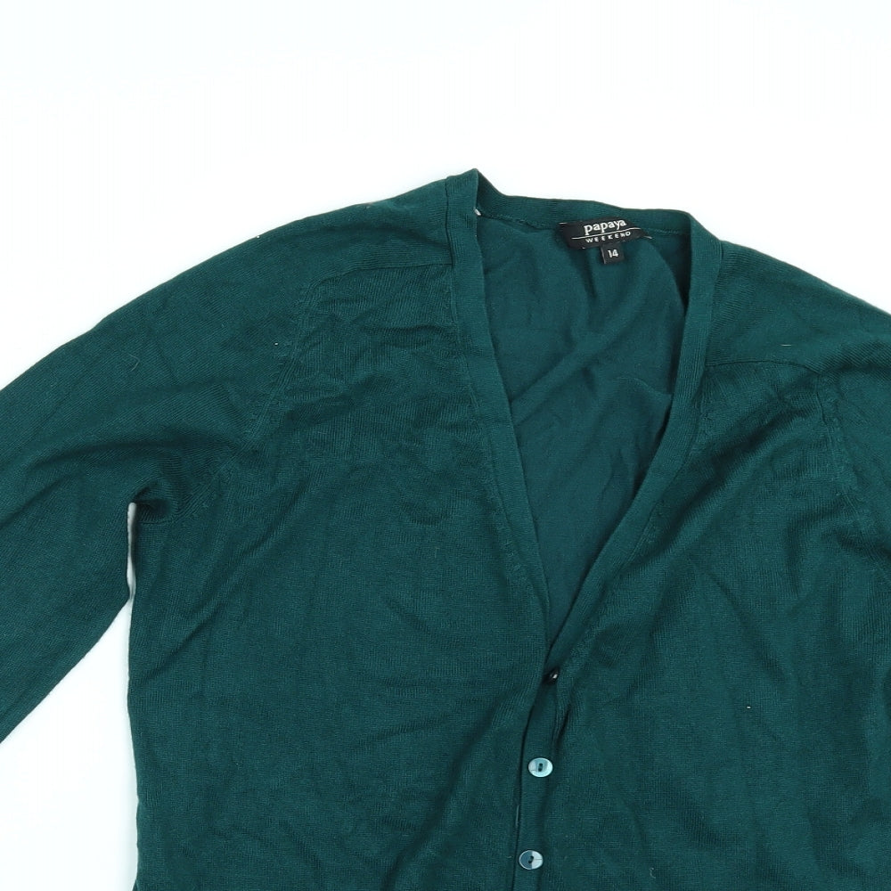 Papaya Womens Green   Cardigan Jumper Size 14