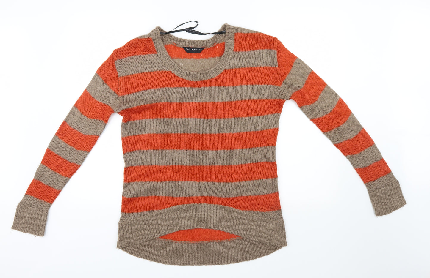 Dorothy Perkins Womens Orange Striped Knit Pullover Jumper Size M