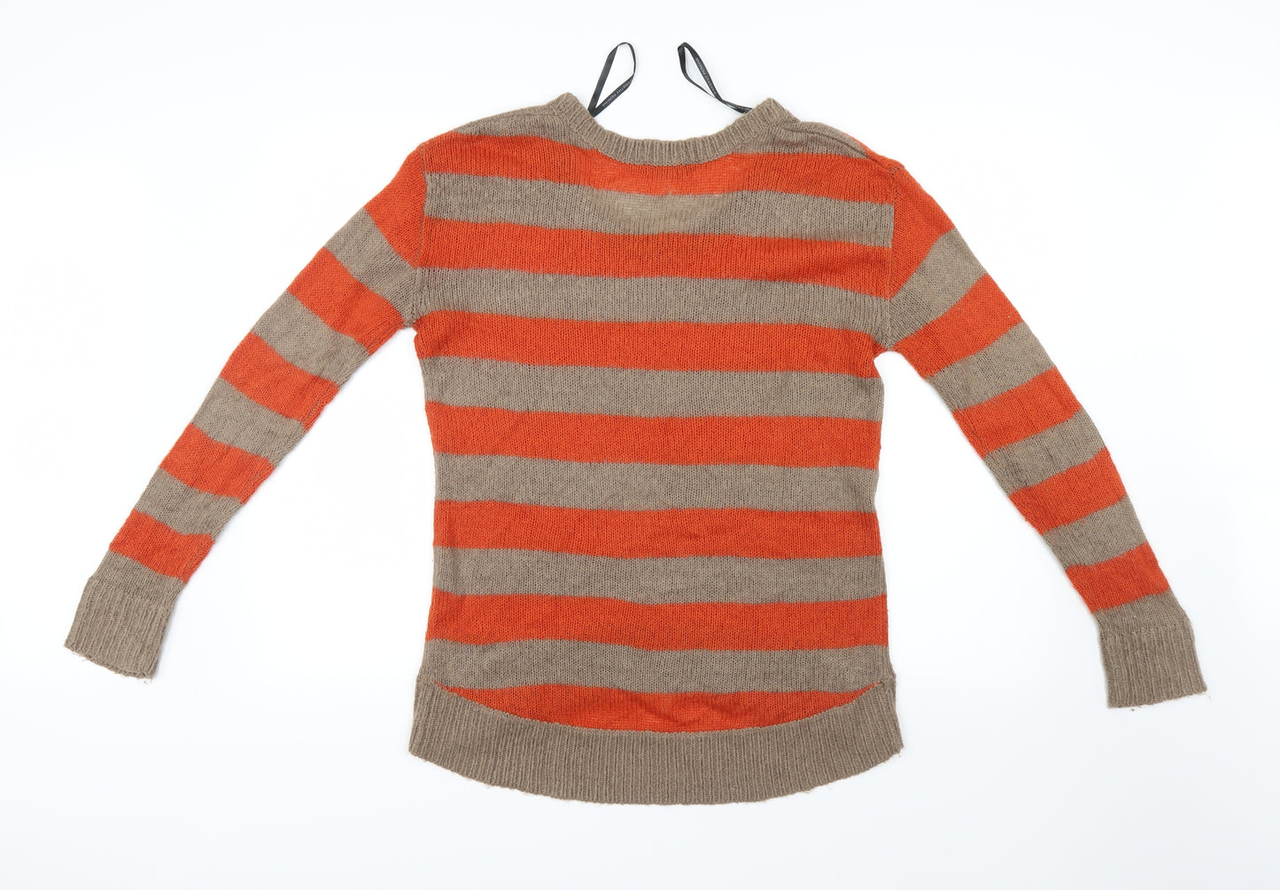 Dorothy Perkins Womens Orange Striped Knit Pullover Jumper Size M