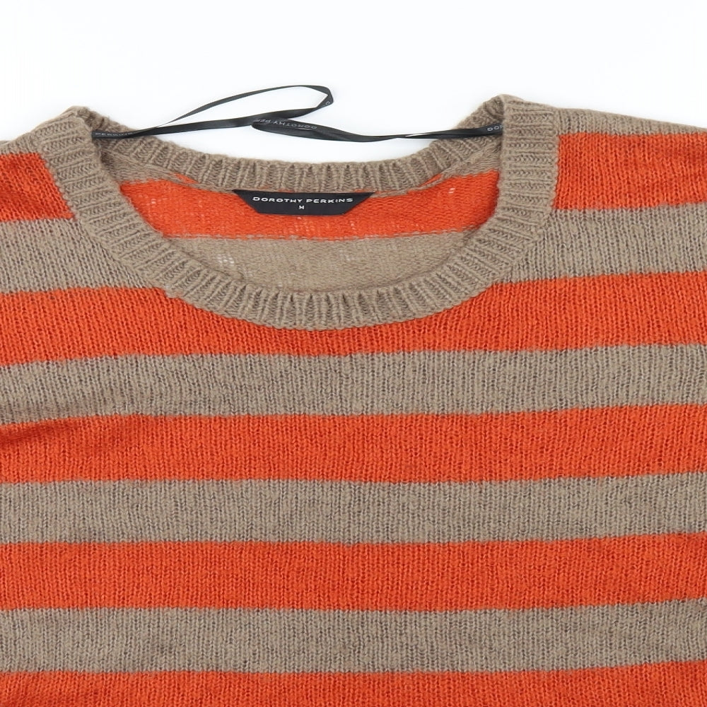 Dorothy Perkins Womens Orange Striped Knit Pullover Jumper Size M