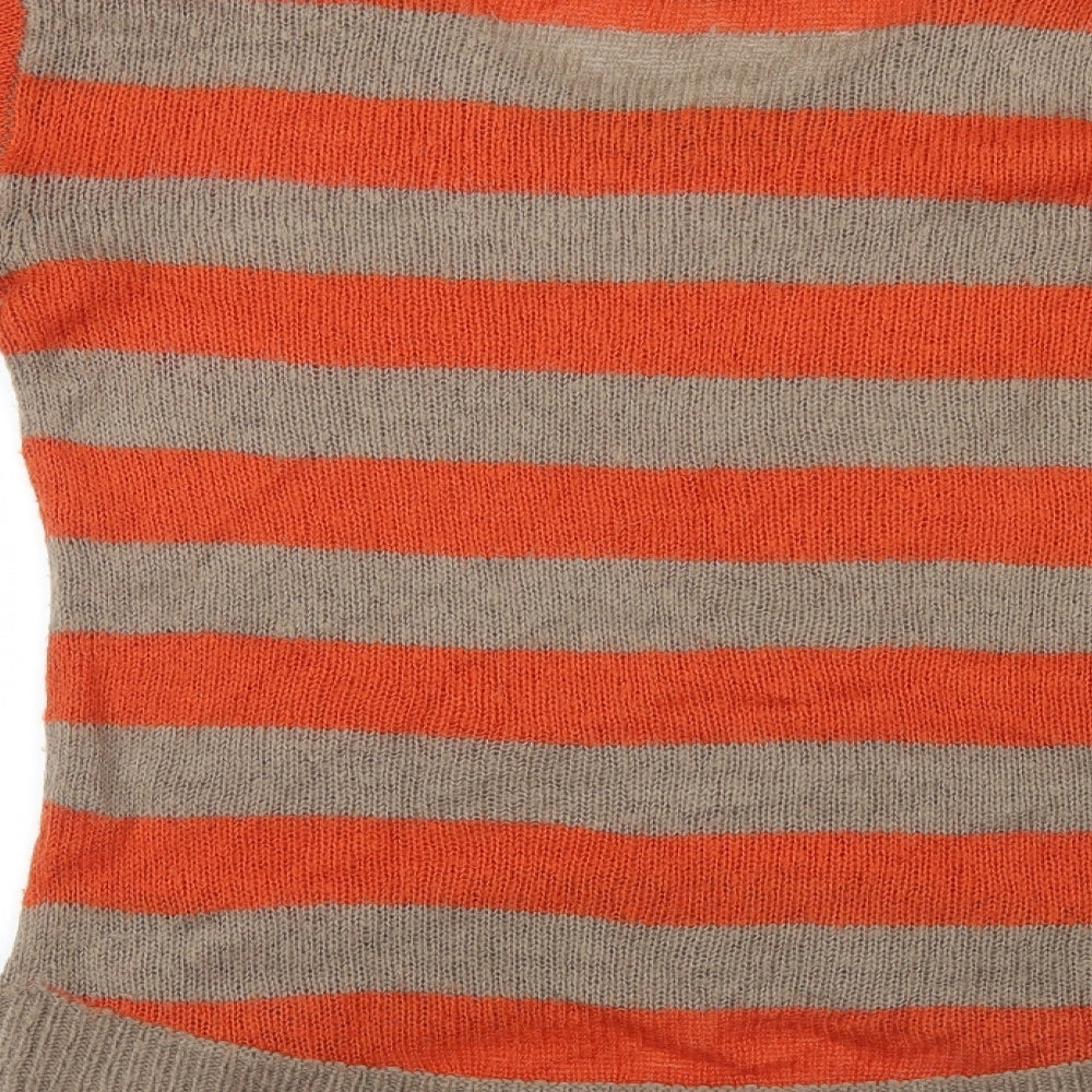Dorothy Perkins Womens Orange Striped Knit Pullover Jumper Size M
