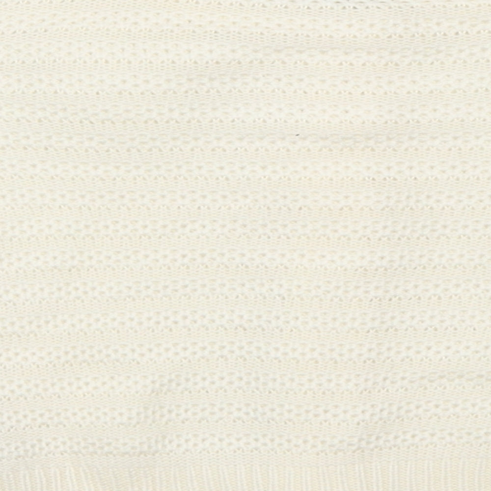 George Girls White  Knit Cardigan Jumper Size 3-4 Years  - Flower detail