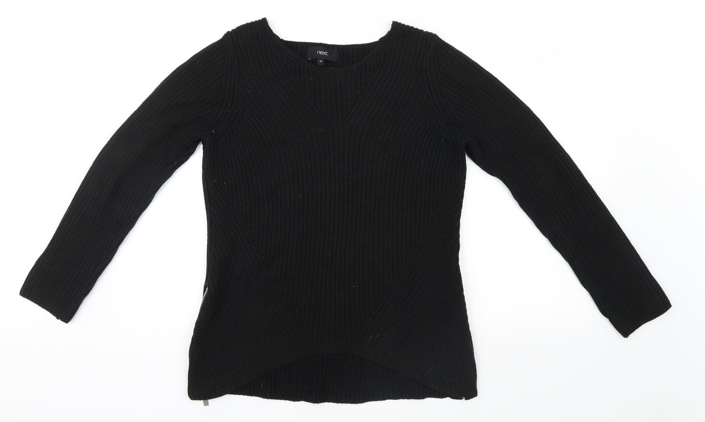 NEXT Womens Black  Knit Pullover Jumper Size 10  - Side zips