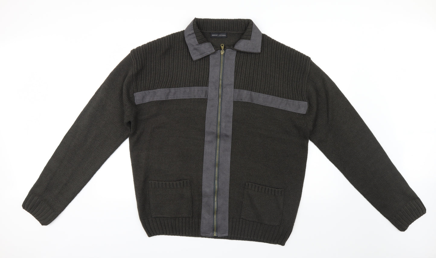 Jason Jones Mens Grey  Knit Jacket Coatigan Size XL