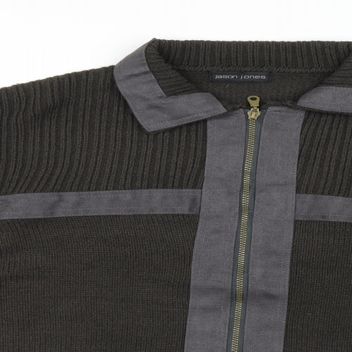Jason Jones Mens Grey  Knit Jacket Coatigan Size XL