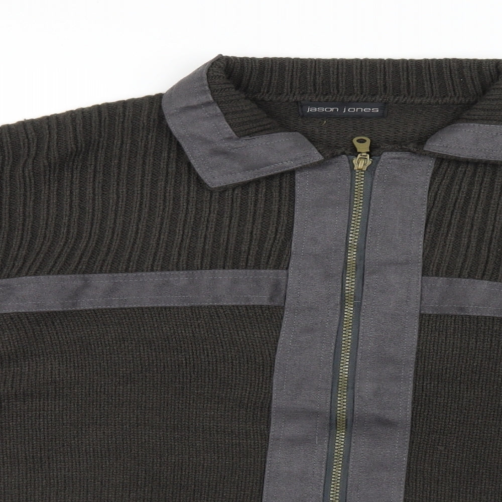Jason Jones Mens Grey  Knit Jacket Coatigan Size XL