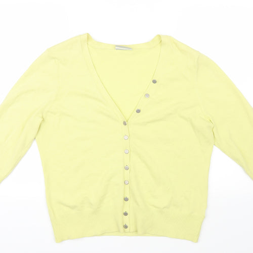 Wallis Womens Yellow  Knit Cardigan Jumper Size 16
