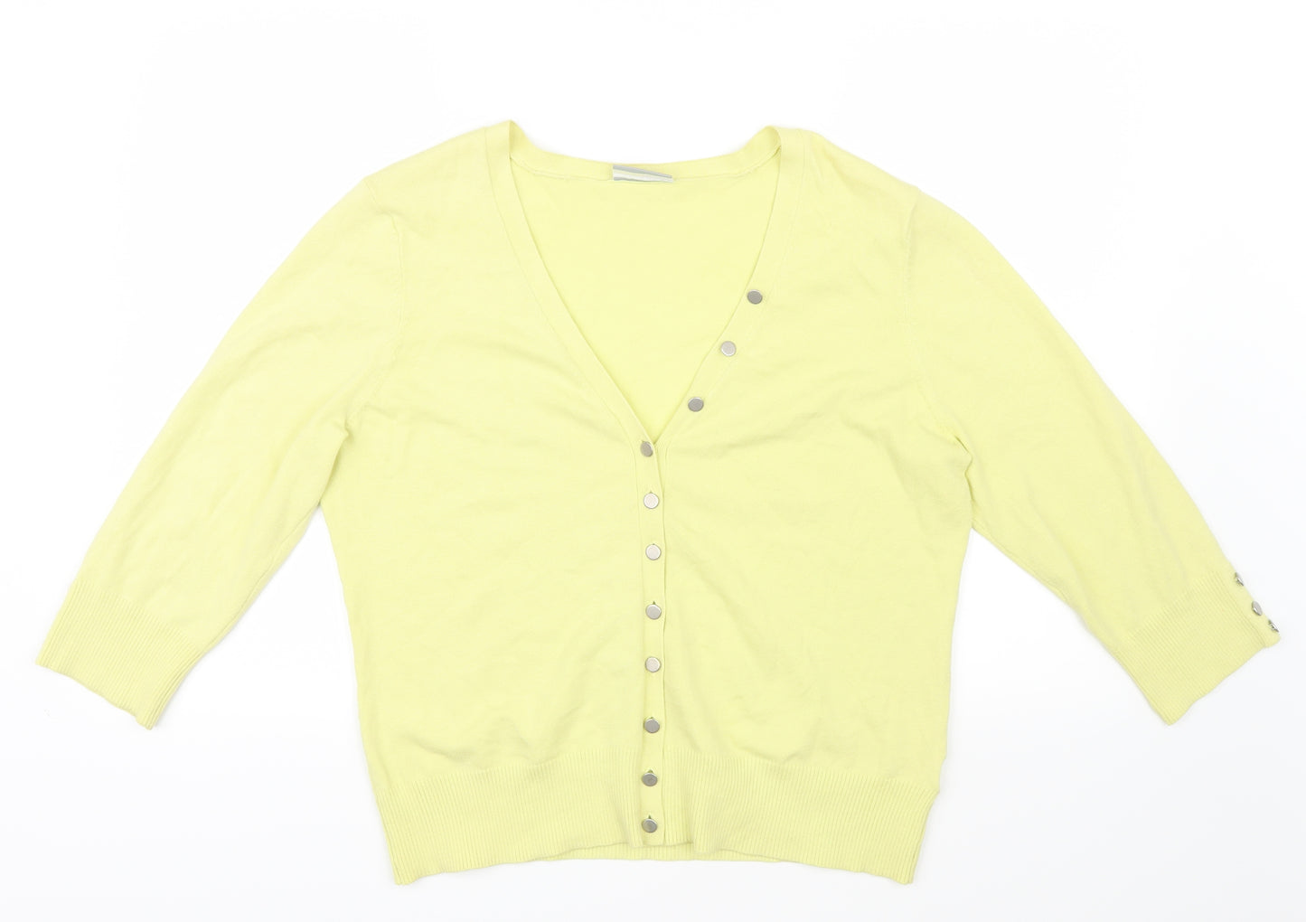 Wallis Womens Yellow  Knit Cardigan Jumper Size 16