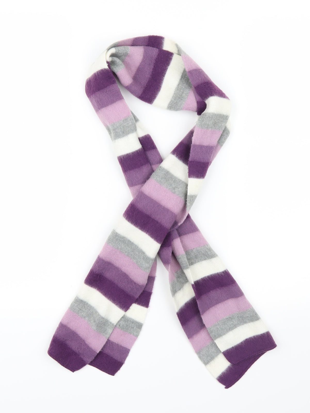 Preworn Womens Purple Striped Knit  Scarf