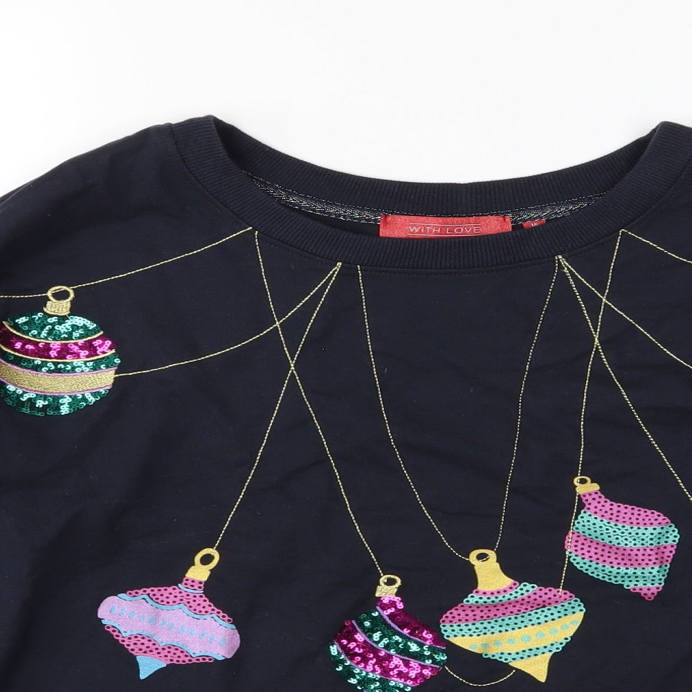NEXT Womens Blue  Jersey Pullover Sweatshirt Size 16  - Christmas Bauble