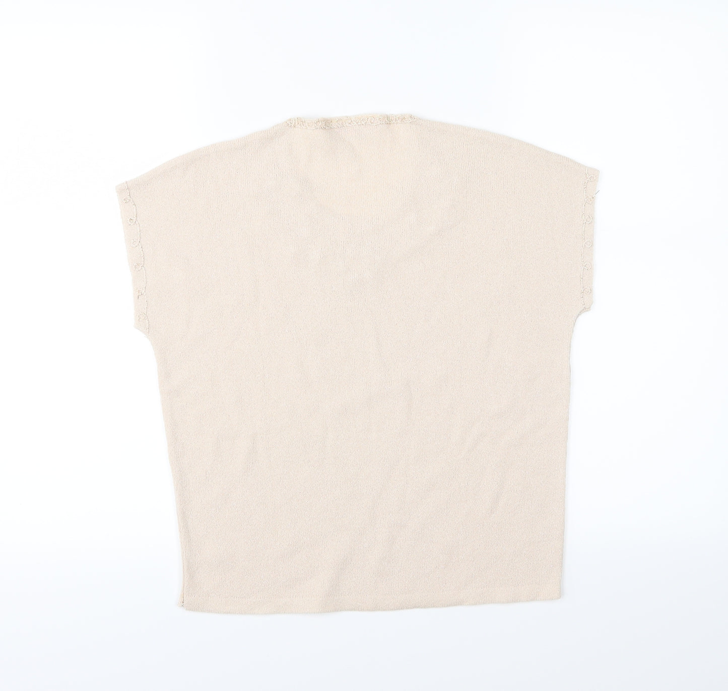 NEXT Womens Beige Floral Knit Pullover Jumper Size 8  - beaded