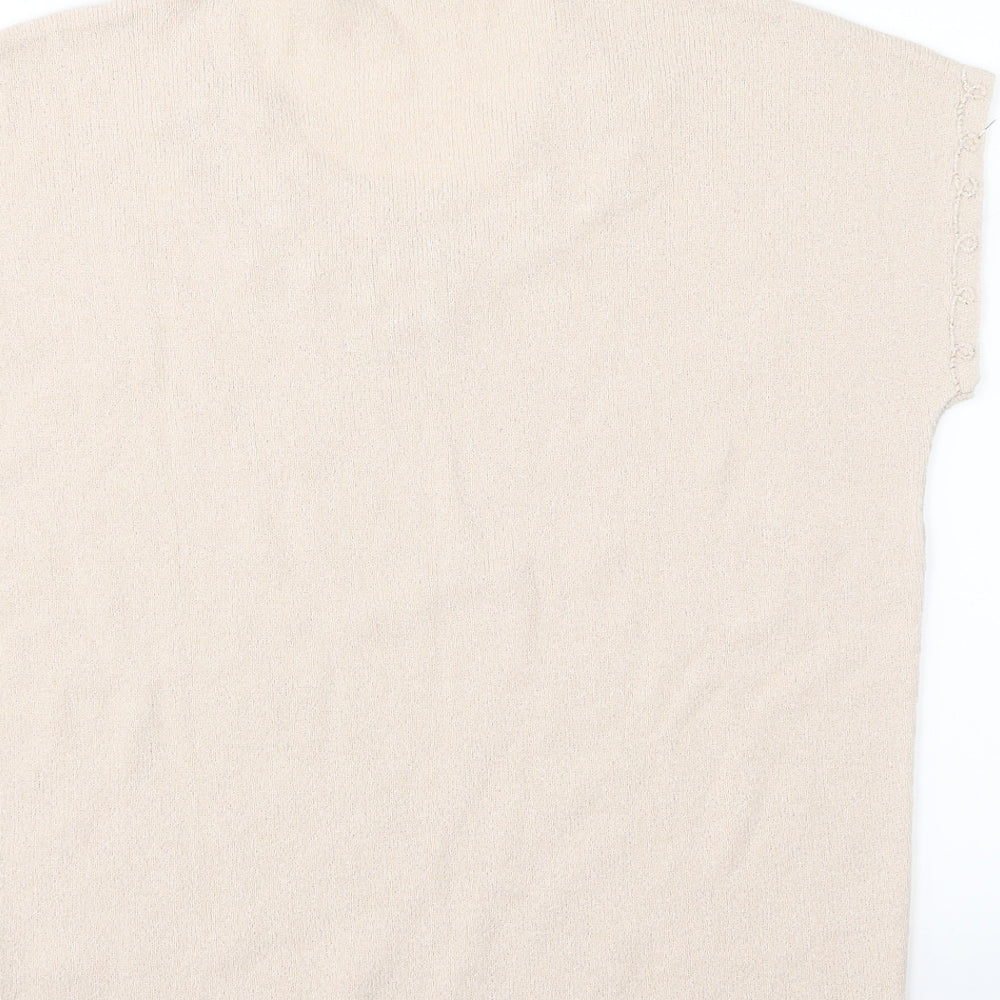 NEXT Womens Beige Floral Knit Pullover Jumper Size 8  - beaded