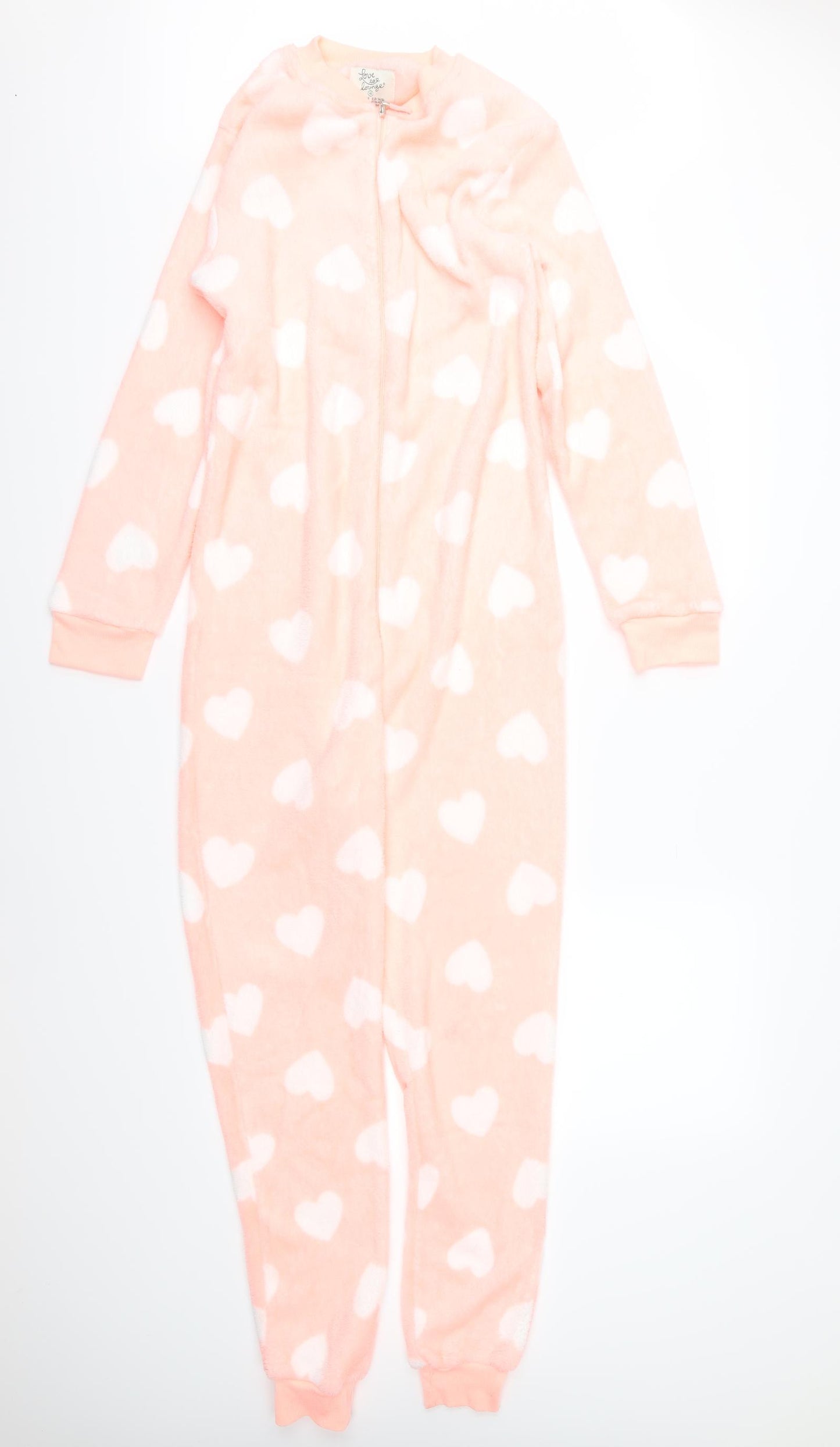 Primark Womens Pink  Fleece  One Piece Size XS  - Heart print