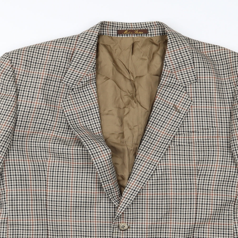 Dunn & Co Mens Brown Houndstooth  Jacket Suit Jacket Size 42