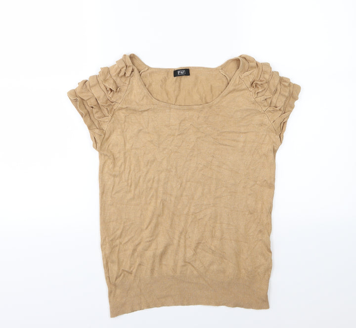 F&F Womens Brown Knit Pullover Jumper Size 14