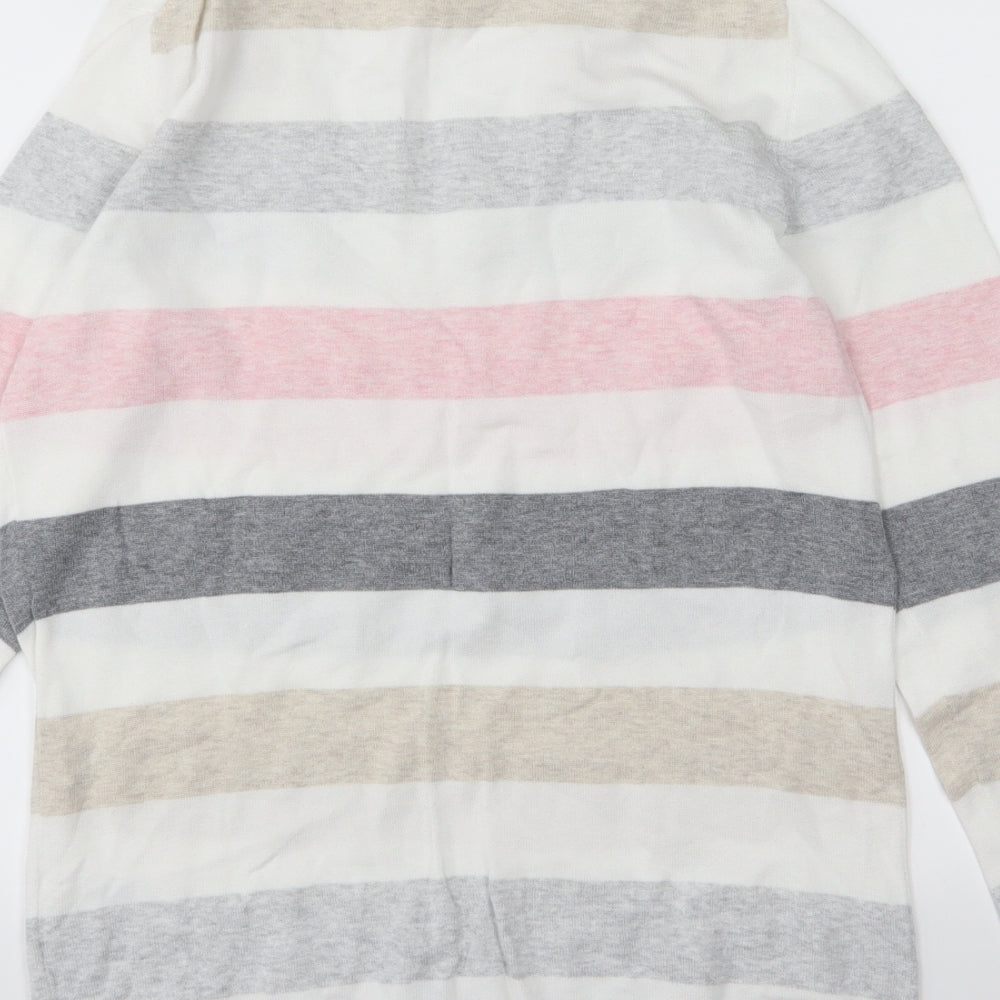 Tommy Hilfiger Womens White Striped Knit Pullover Jumper Size M