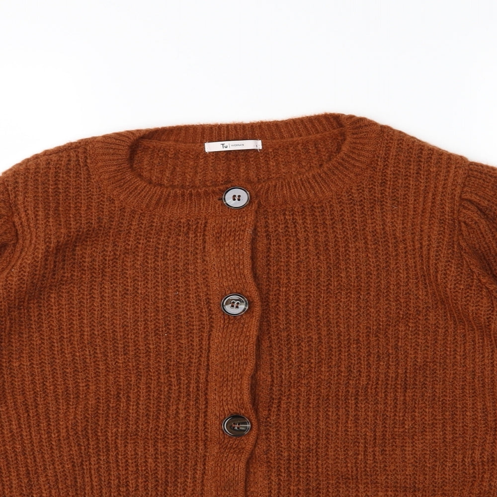 TU Womens Brown  Knit Cardigan Jumper Size 16