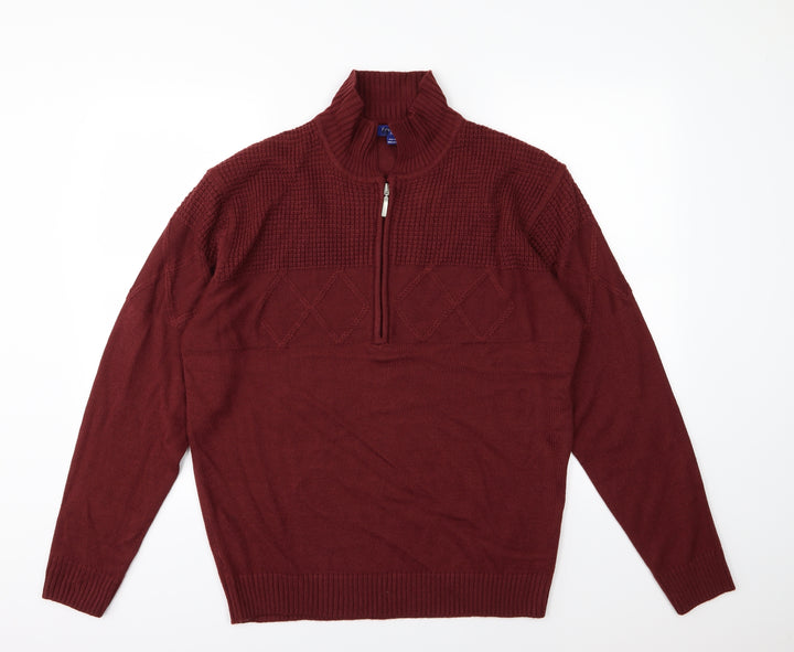 Premier man Mens Red Knit Pullover Jumper Size M
