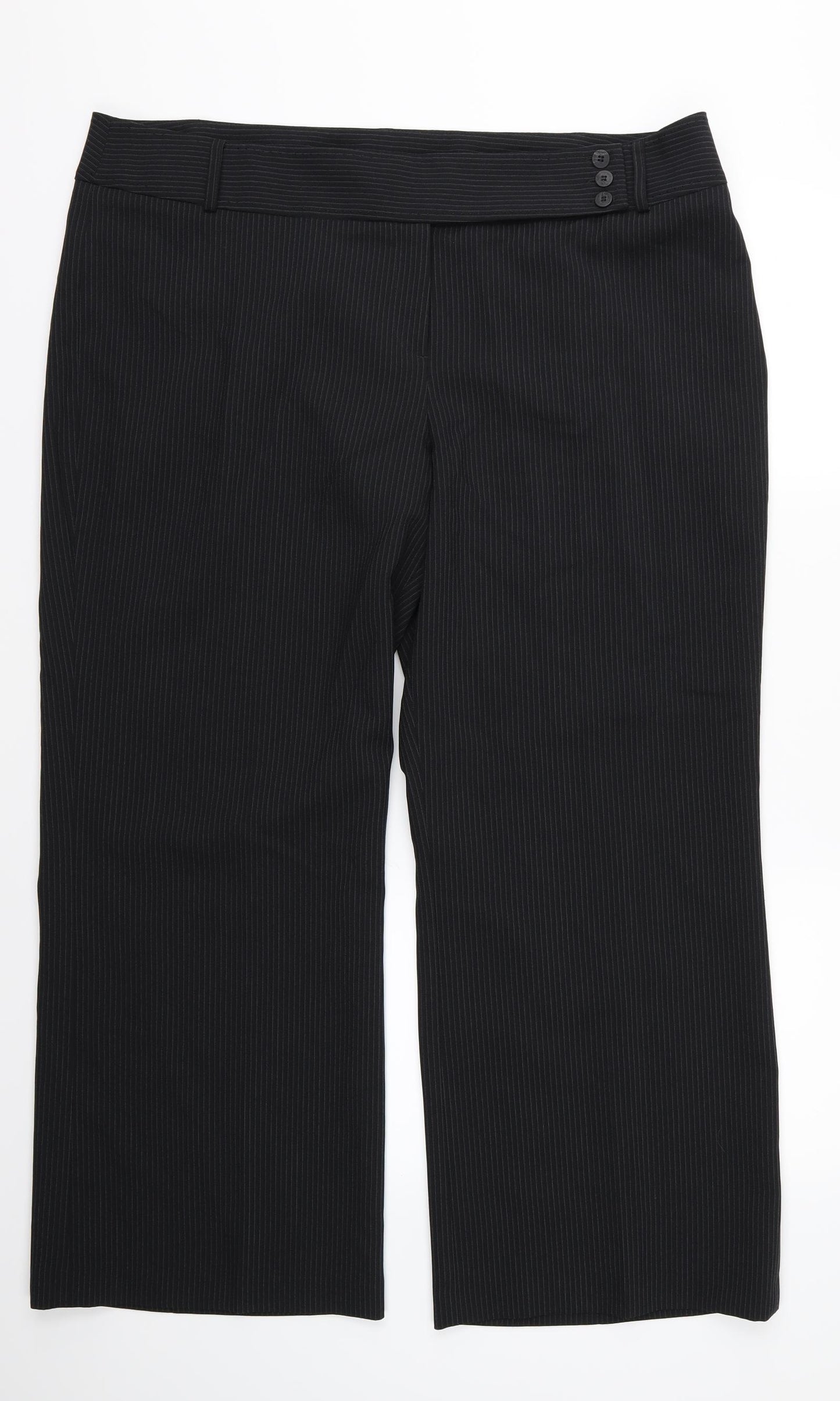 F&F Womens Black Striped Rayon Trousers  Size 20 L30 in - Short leg