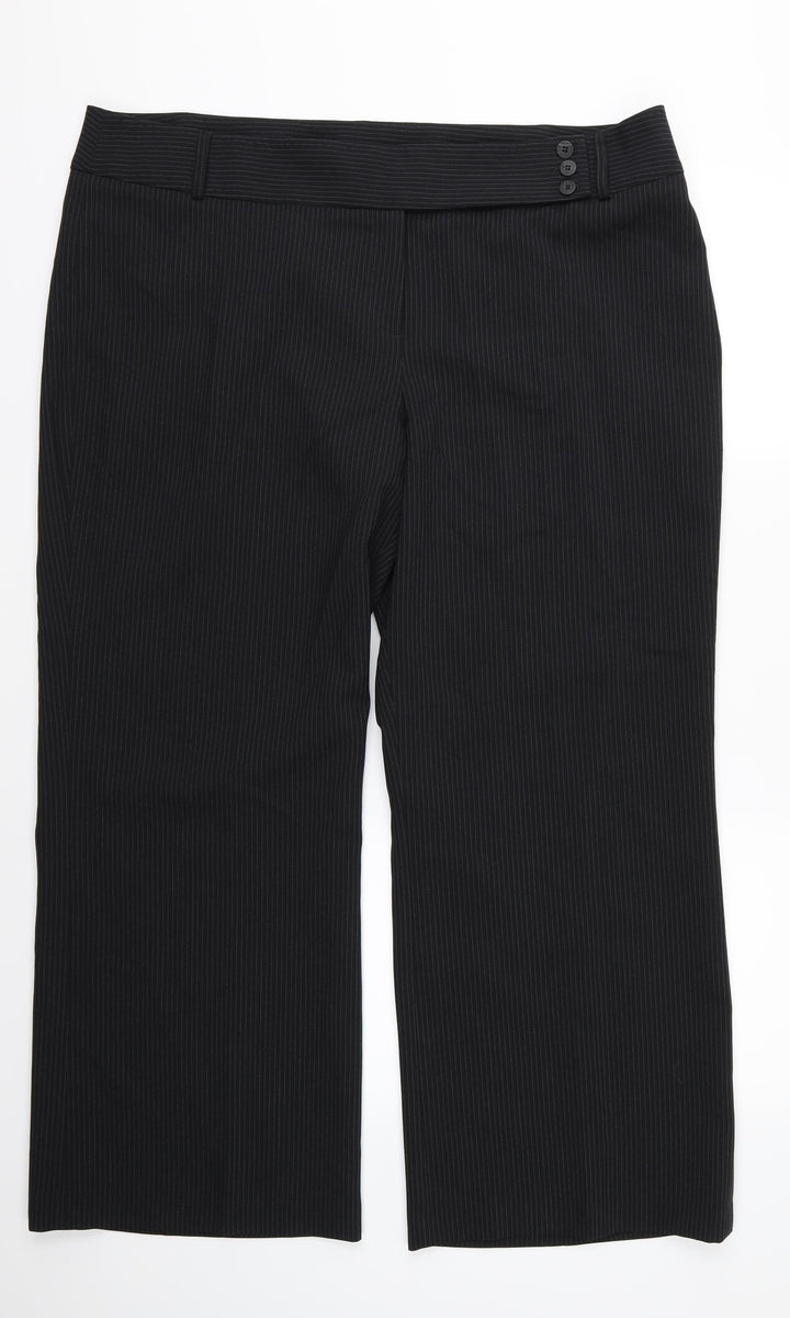 F&F Womens Black Striped Rayon Trousers  Size 20 L30 in - Short leg