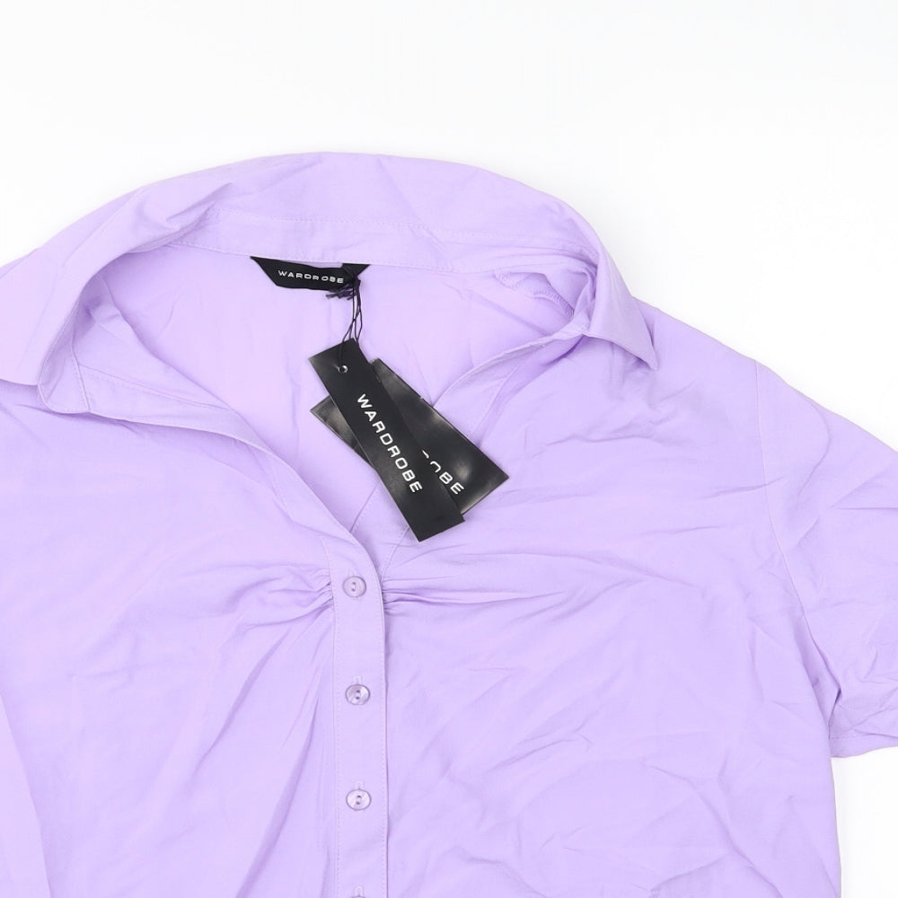 Wardrobe Womens Purple  Chiffon Basic Button-Up Size 18