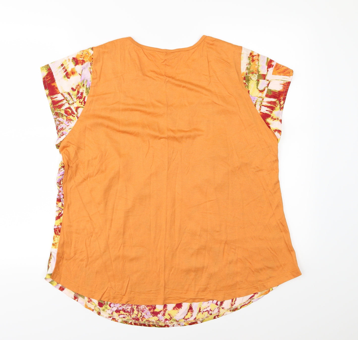 top to toe Womens Orange Animal Print Chiffon Basic Blouse Size 18