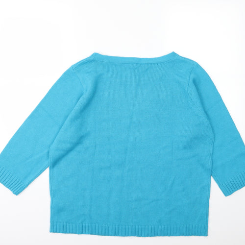 Note Womens Blue  Knit Pullover Jumper Size 16