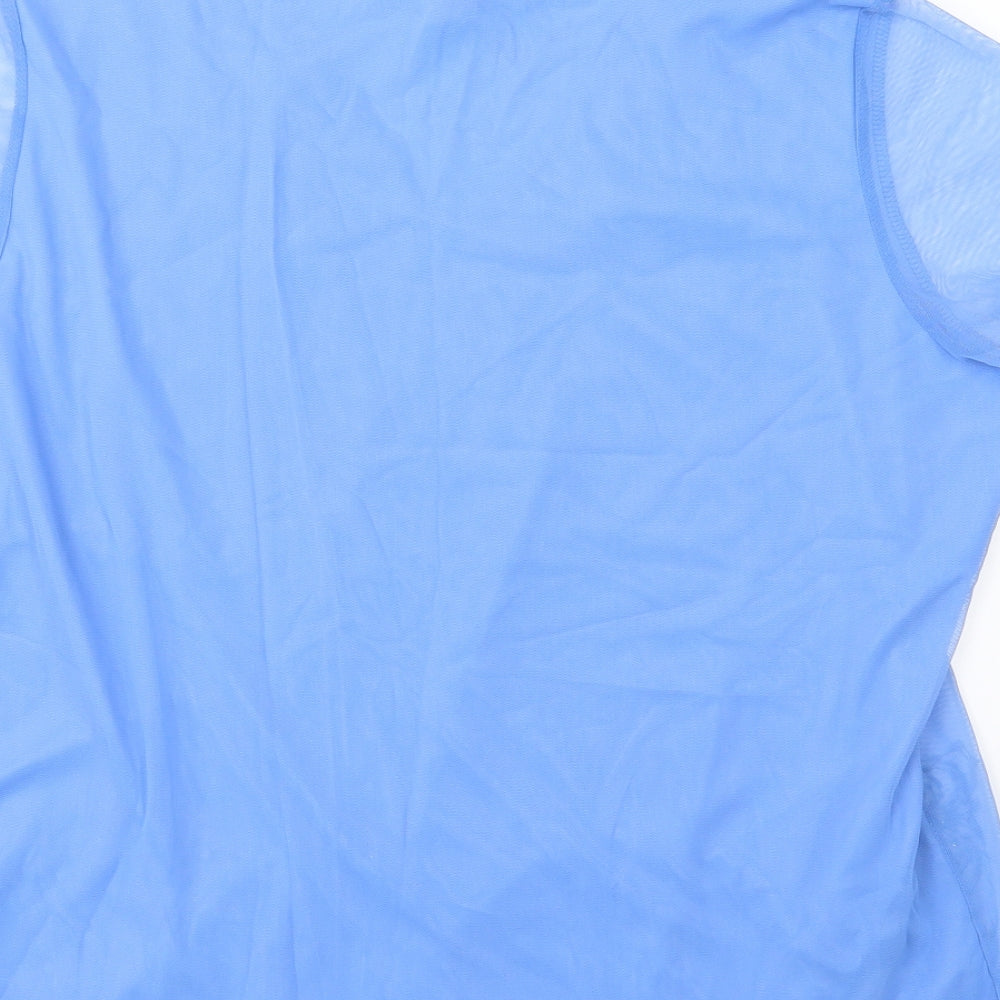 Julipa Womens Blue Floral Chiffon Basic Blouse Size 18