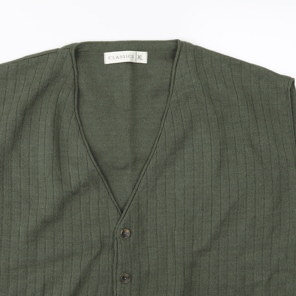 Classics Mens Green  Knit Cardigan Jumper Size XL