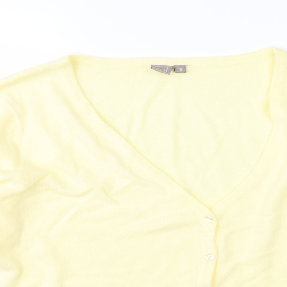 TU Womens Yellow  Knit Cardigan Jumper Size 18